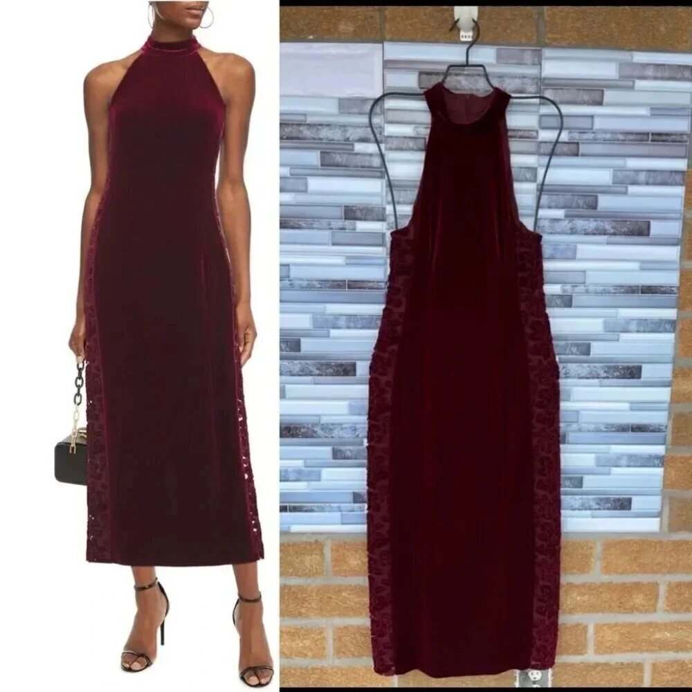 Galvan London Rosa Tulle-trimmed Embroidered Velvet Midi Dress size 6
